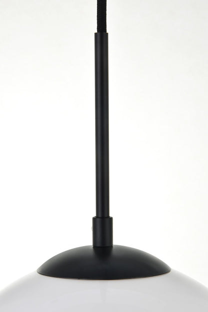 Elegant Furniture & Lighting - Baxter 1 Light Black Pendant With Frosted White Glass - LD2213BK veiw 6
