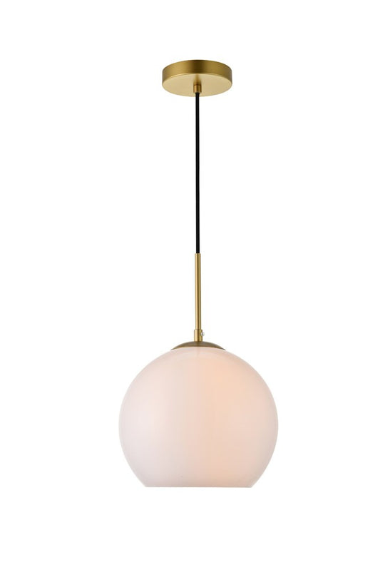 Elegant Furniture & Lighting - Baxter 1 Light Brass Pendant With Frosted White Glass - LD2213BR veiw 1