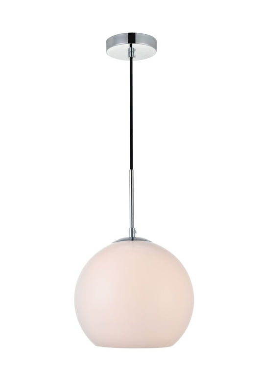 Elegant Furniture & Lighting - Baxter 1 Light Chrome Pendant With Frosted White Glass - LD2213C veiw 1