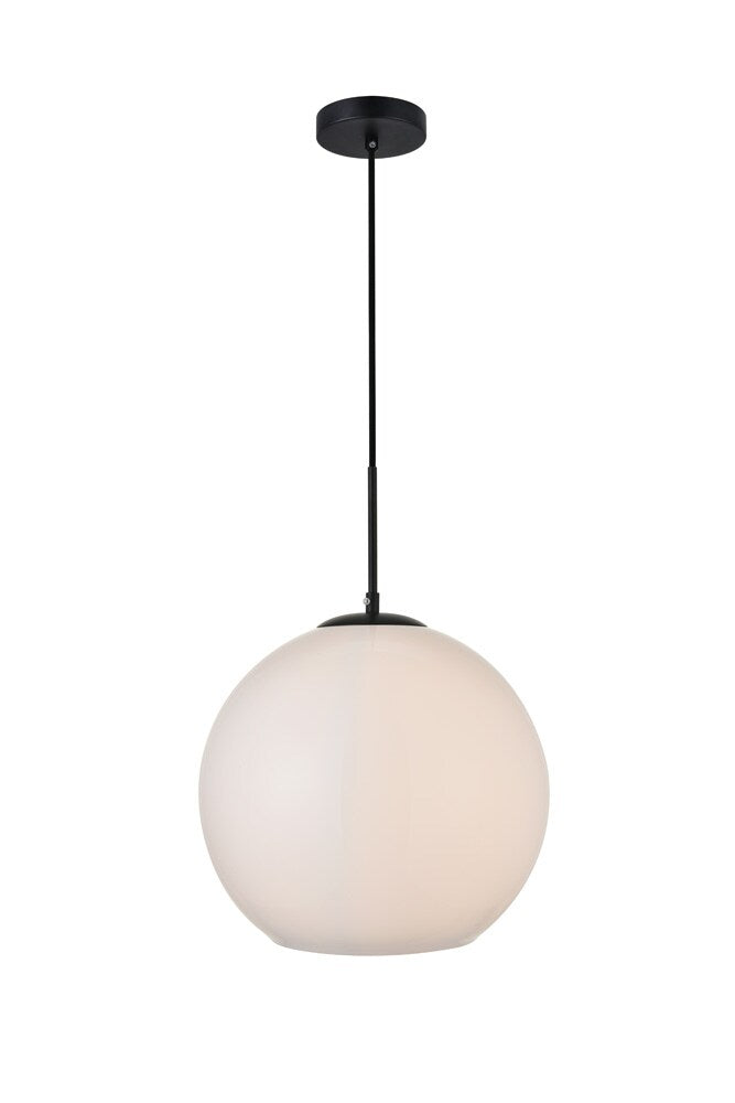 Elegant Furniture & Lighting - Baxter 1 Light Black Pendant With Frosted White Glass - LD2217BK veiw 1
