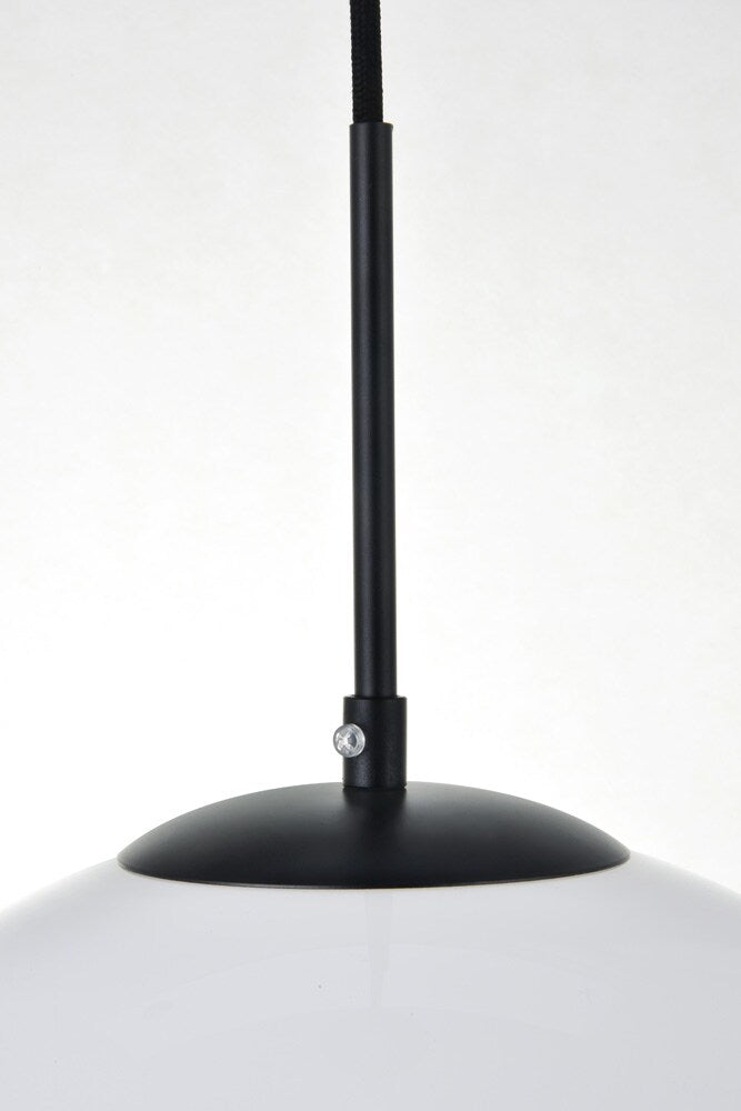 Elegant Furniture & Lighting - Baxter 1 Light Black Pendant With Frosted White Glass - LD2217BK veiw 5