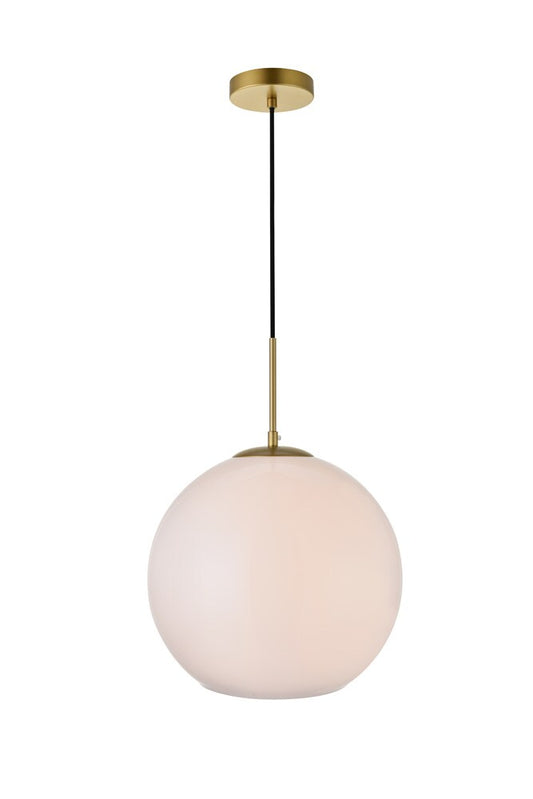 Elegant Furniture & Lighting - Baxter 1 Light Brass Pendant With Frosted White Glass - LD2217BR veiw 1