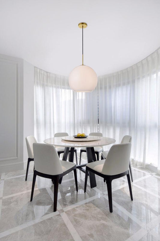 Elegant Furniture & Lighting - Baxter 1 Light Brass Pendant With Frosted White Glass - LD2217BR veiw 2