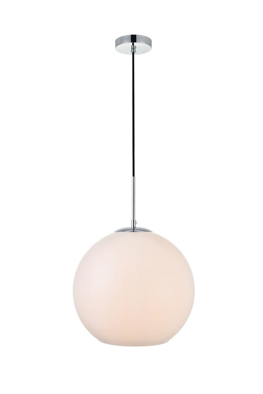 Elegant Furniture & Lighting - Baxter 1 Light Chrome Pendant With Frosted White Glass - LD2217C veiw 1