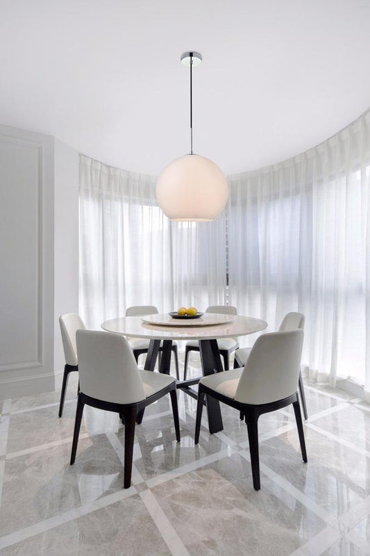 Elegant Furniture & Lighting - Baxter 1 Light Chrome Pendant With Frosted White Glass - LD2217C veiw 2