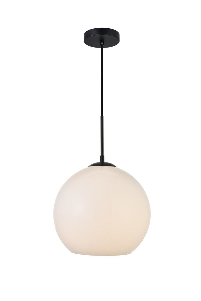 Elegant Furniture & Lighting - Baxter 1 Light Black Pendant With Frosted White Glass - LD2225BK veiw 1