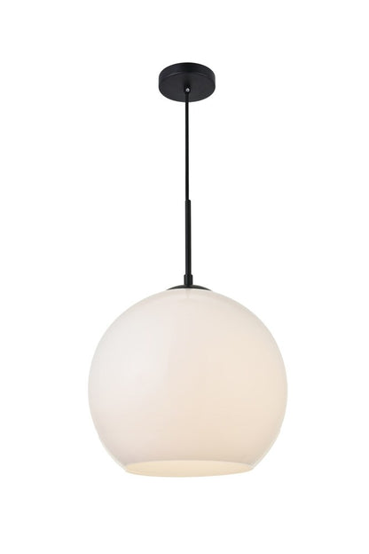 Elegant Furniture & Lighting - Baxter 1 Light Black Pendant With Frosted White Glass - LD2225BK veiw 3