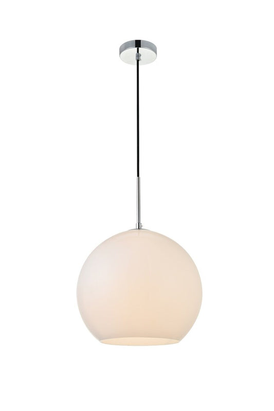 Elegant Furniture & Lighting - Baxter 1 Light Chrome Pendant With Frosted White Glass - LD2225C veiw 1