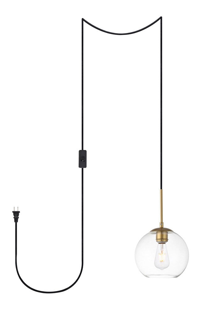 Elegant Furniture & Lighting - Baxter 1 Light brass plug-in pendant With Clear Glass - LDPG2206BR veiw 1