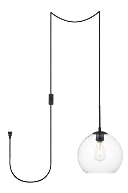 Elegant Furniture & Lighting - Baxter 1 Light Black plug-in Pendant With Clear Glass - LDPG2212BK view 1