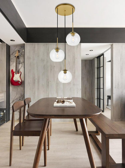 Elegant Furniture & Lighting - Baxter 3 Lights Brass Pendant With Clear Glass - LD2208BR veiw 2