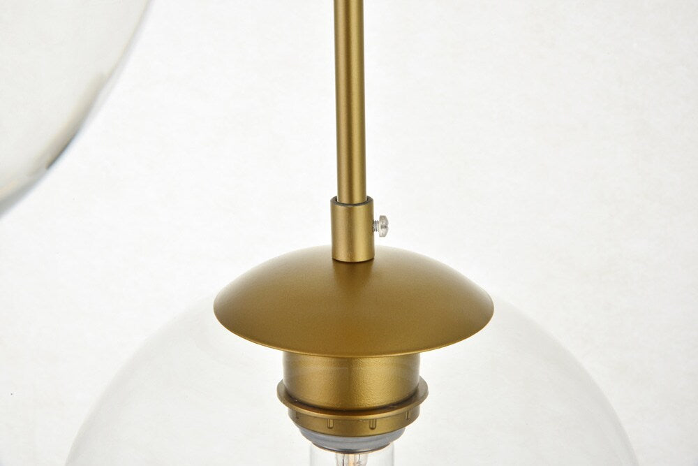 Elegant Furniture & Lighting - Baxter 3 Lights Brass Pendant With Clear Glass - LD2208BR veiw 4