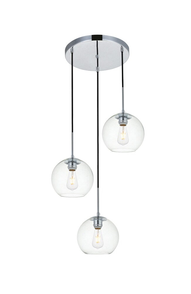 Elegant Furniture & Lighting - Baxter 3 Lights Chrome Pendant With Clear Glass - LD2208C veiw 1