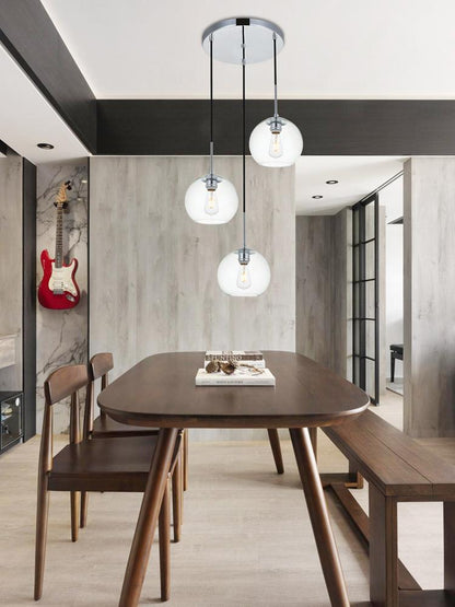 Elegant Furniture & Lighting - Baxter 3 Lights Chrome Pendant With Clear Glass - LD2208C veiw 2