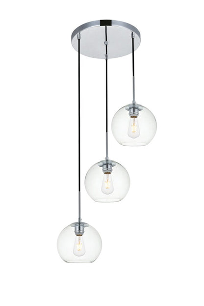 Elegant Furniture & Lighting - Baxter 3 Lights Chrome Pendant With Clear Glass - LD2208C veiw 3