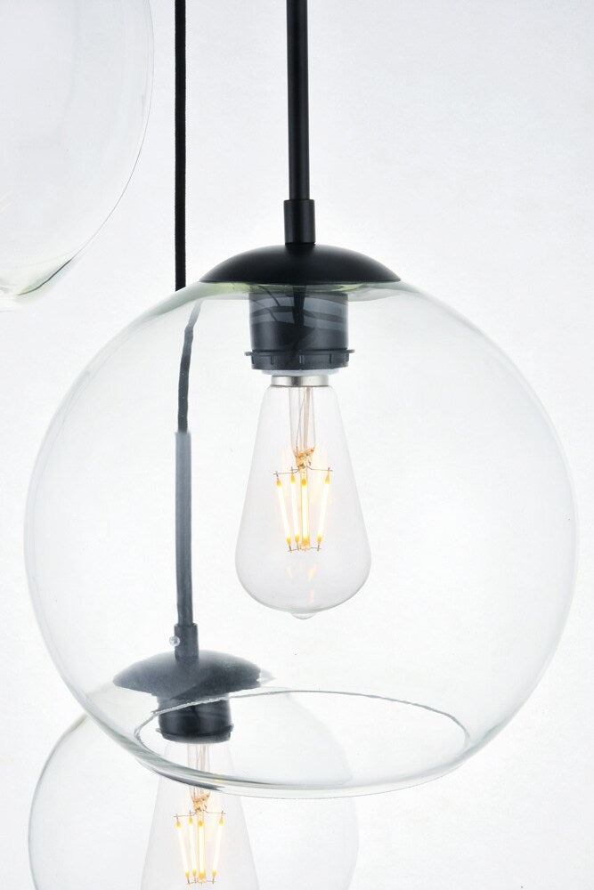 Elegant Furniture & Lighting - Baxter 3 Lights Black Pendant With Clear Glass - LD2218BK veiw 6