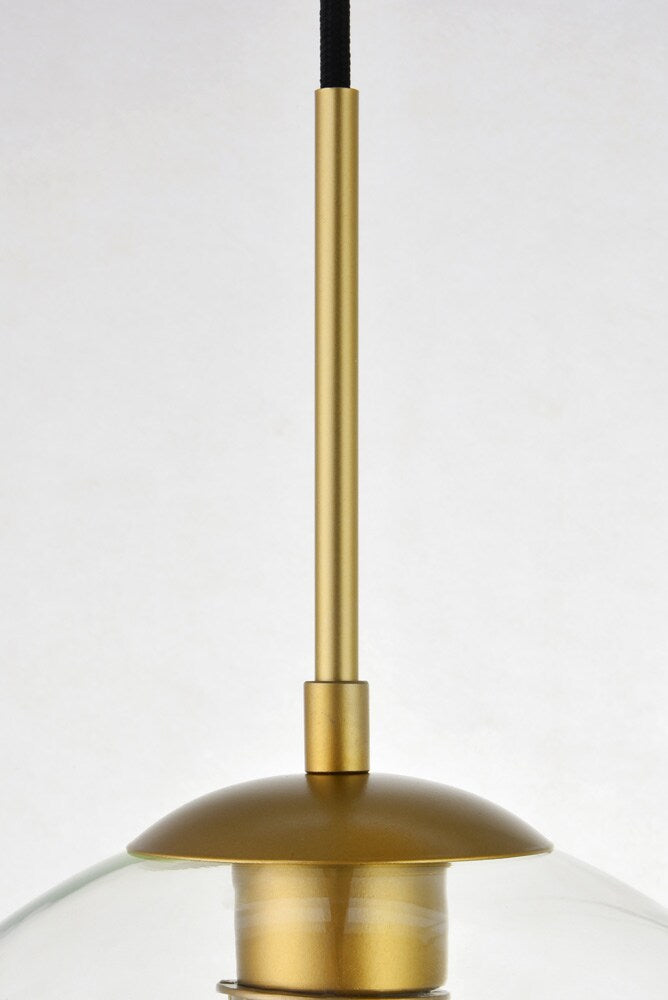 Elegant Furniture & Lighting - Baxter 3 Lights Brass Pendant With Clear Glass - LD2218BR veiw 4