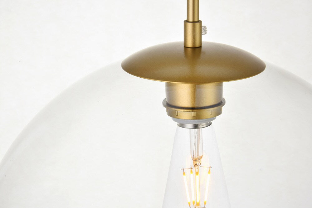 Elegant Furniture & Lighting - Baxter 3 Lights Brass Pendant With Clear Glass - LD2218BR veiw 5
