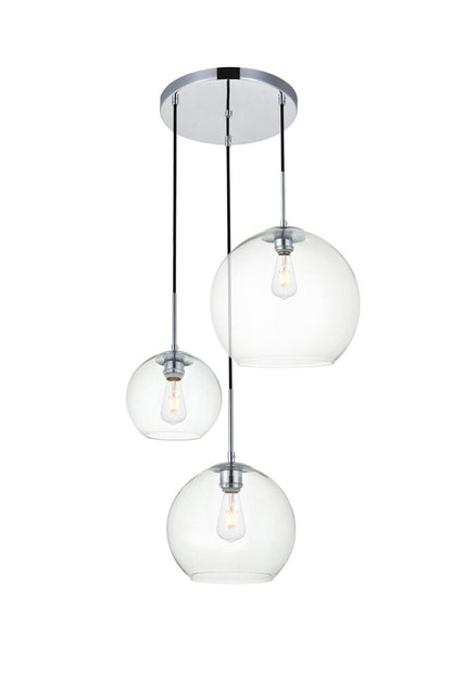 Elegant Furniture & Lighting - Baxter 3 Lights Chrome Pendant With Clear Glass - LD2218C veiw 1