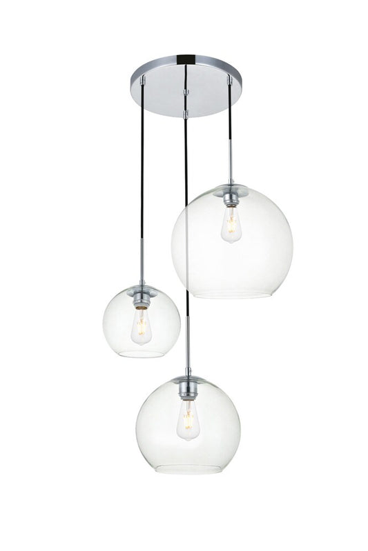 Elegant Furniture & Lighting - Baxter 3 Lights Chrome Pendant With Clear Glass - LD2218C veiw 1