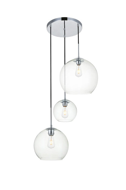 Elegant Furniture & Lighting - Baxter 3 Lights Chrome Pendant With Clear Glass - LD2218C veiw 3