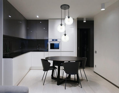 Elegant Furniture & Lighting - Baxter 3 Lights Black Pendant With Clear Glass - LD2214BK veiw 2