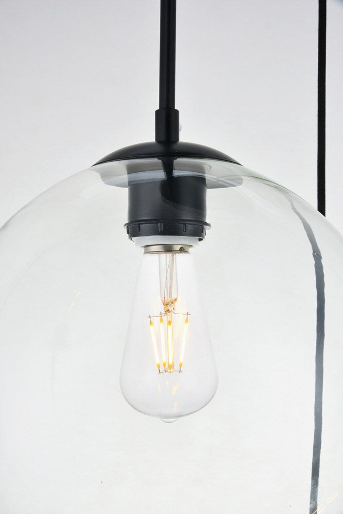 Elegant Furniture & Lighting - Baxter 3 Lights Black Pendant With Clear Glass - LD2214BK veiw 4
