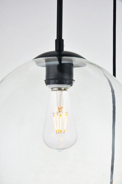 Elegant Furniture & Lighting - Baxter 3 Lights Black Pendant With Clear Glass - LD2214BK veiw 4