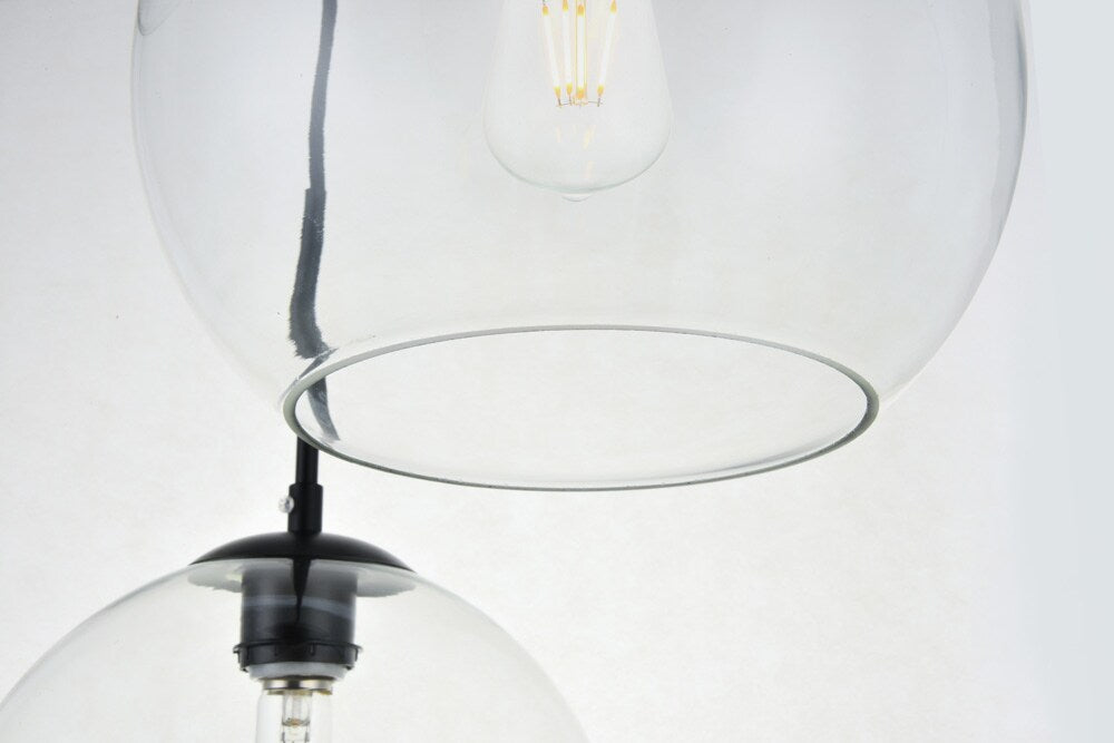 Elegant Furniture & Lighting - Baxter 3 Lights Black Pendant With Clear Glass - LD2214BK veiw 6