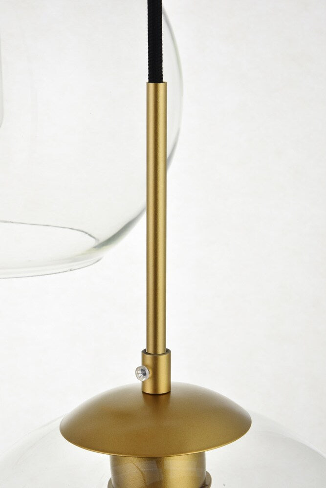 Elegant Furniture & Lighting - Baxter 3 Lights Brass Pendant With Clear Glass - LD2214BR veiw 4