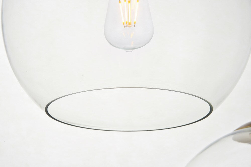 Elegant Furniture & Lighting - Baxter 3 Lights Brass Pendant With Clear Glass - LD2214BR veiw 5