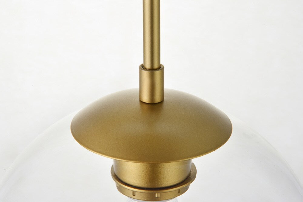 Elegant Furniture & Lighting - Baxter 3 Lights Brass Pendant With Clear Glass - LD2214BR veiw 6
