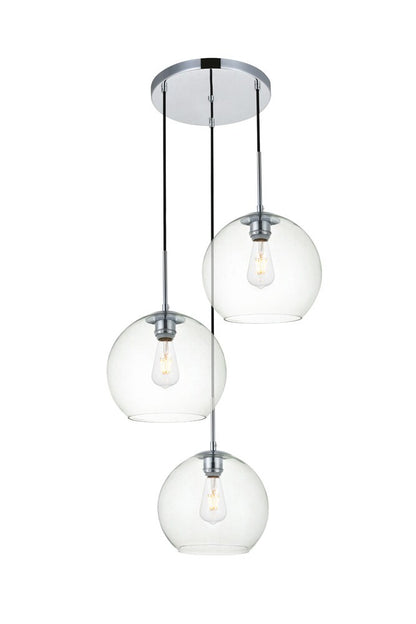 Elegant Furniture & Lighting - Baxter 3 Lights Chrome Pendant With Clear Glass - LD2214C veiw 1