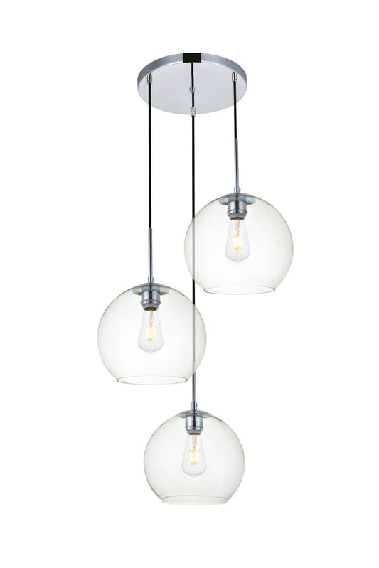 Elegant Furniture & Lighting - Baxter 3 Lights Chrome Pendant With Clear Glass - LD2214C veiw 1