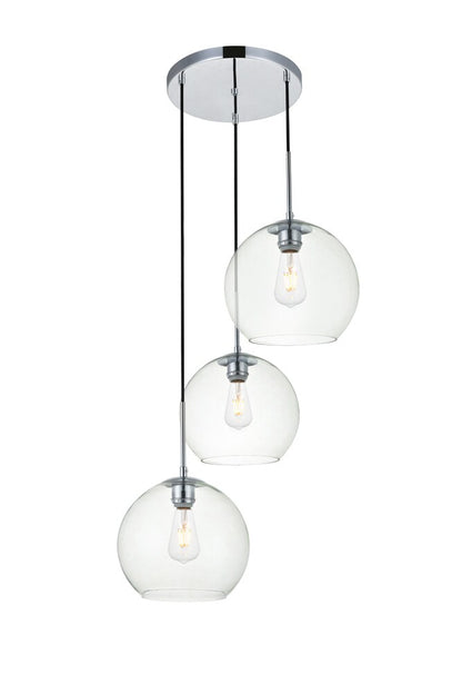 Elegant Furniture & Lighting - Baxter 3 Lights Chrome Pendant With Clear Glass - LD2214C veiw 3