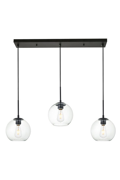 Elegant Furniture & Lighting - Baxter 3 Lights Black Pendant With Clear Glass - LD2236BK veiw 1