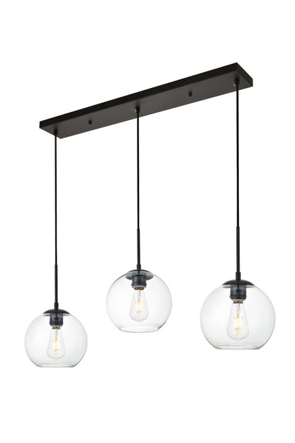 Elegant Furniture & Lighting - Baxter 3 Lights Black Pendant With Clear Glass - LD2236BK veiw 3