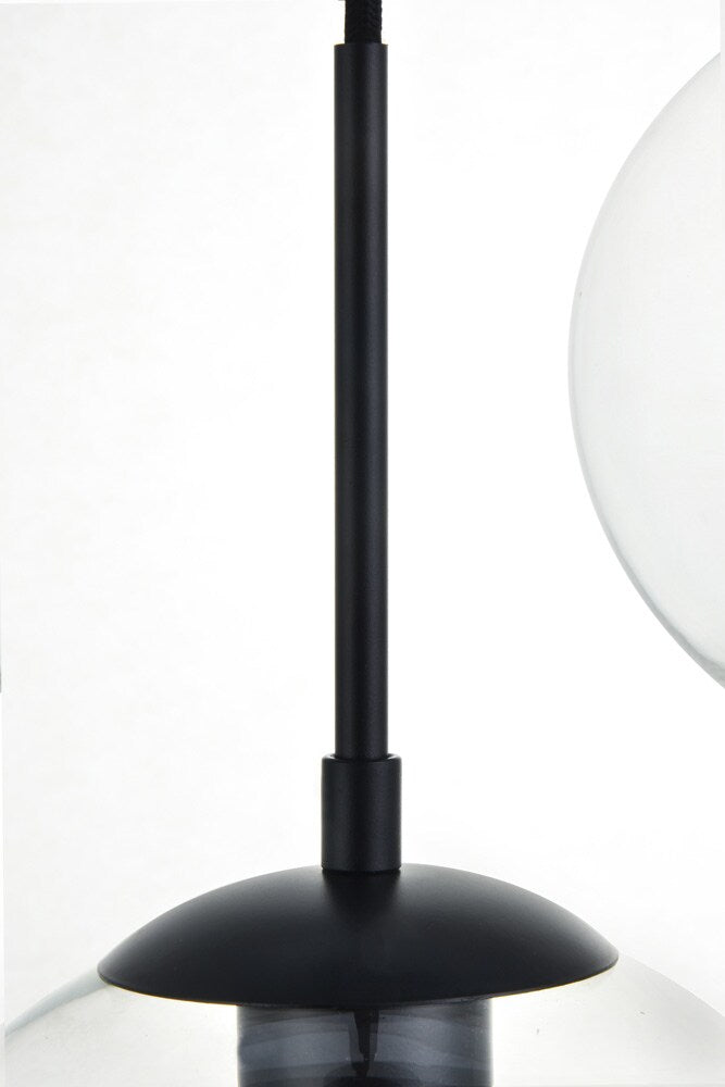 Elegant Furniture & Lighting - Baxter 3 Lights Black Pendant With Clear Glass - LD2236BK veiw 4