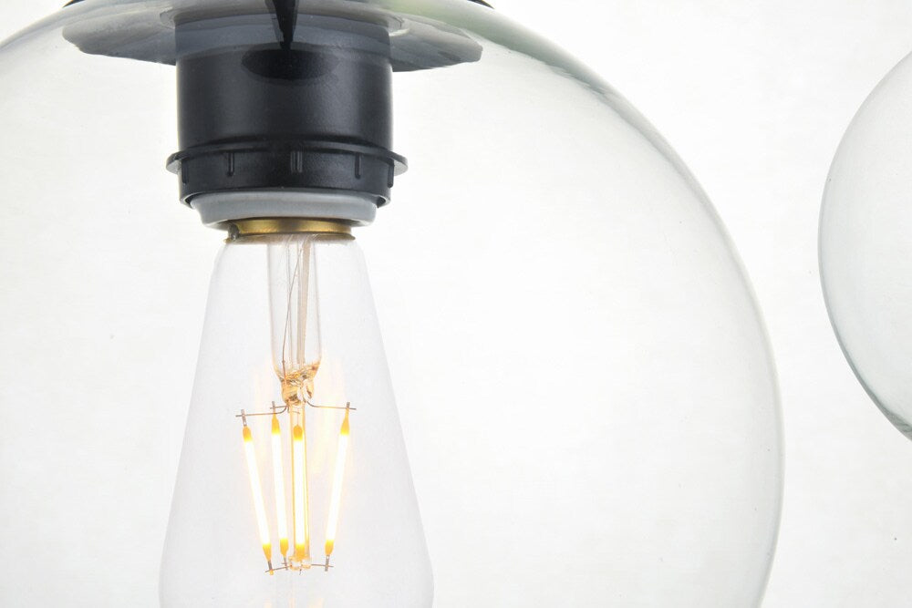Elegant Furniture & Lighting - Baxter 3 Lights Black Pendant With Clear Glass - LD2236BK veiw 5
