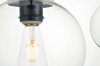 Elegant Furniture & Lighting - Baxter 3 Lights Black Pendant With Clear Glass - LD2236BK veiw 5
