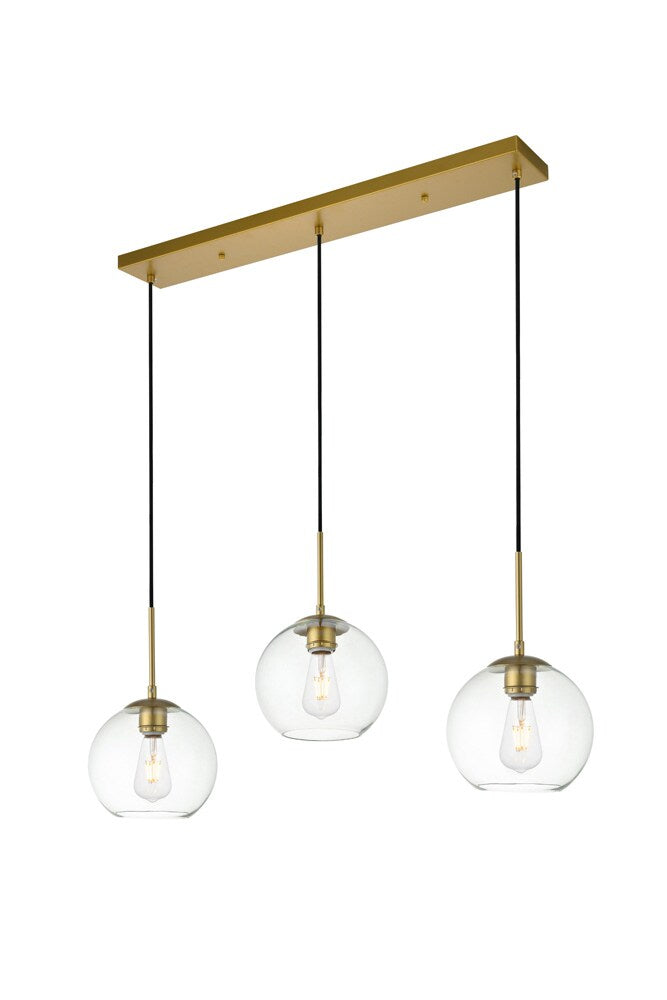 Elegant Furniture & Lighting - Baxter 3 Lights Brass Pendant With Clear Glass - LD2236BR veiw 3