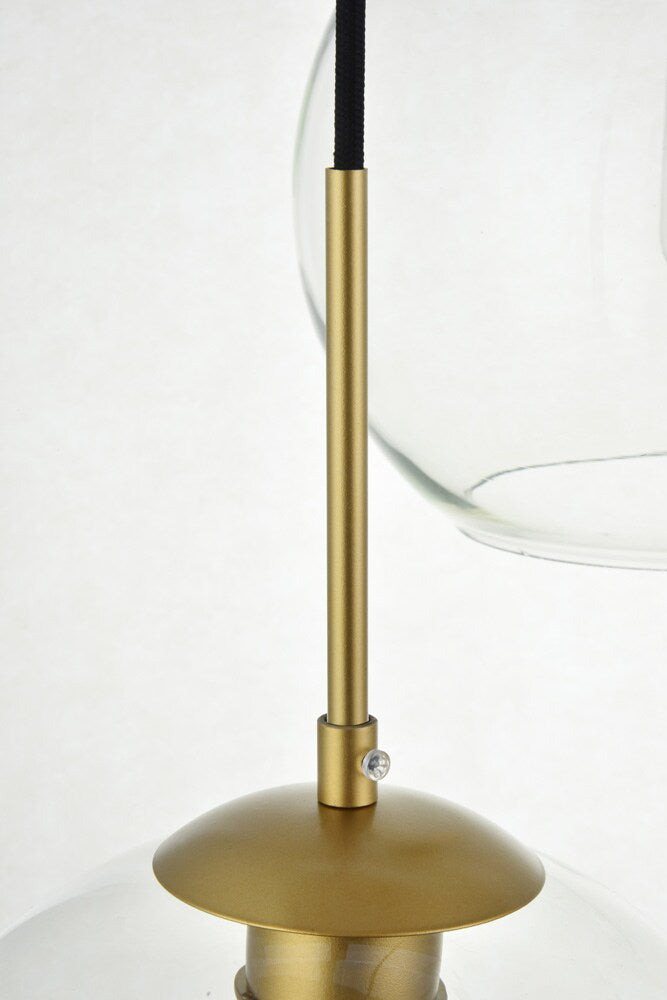 Elegant Furniture & Lighting - Baxter 3 Lights Brass Pendant With Clear Glass - LD2236BR veiw 4