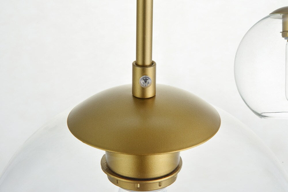 Elegant Furniture & Lighting - Baxter 3 Lights Brass Pendant With Clear Glass - LD2236BR veiw 6
