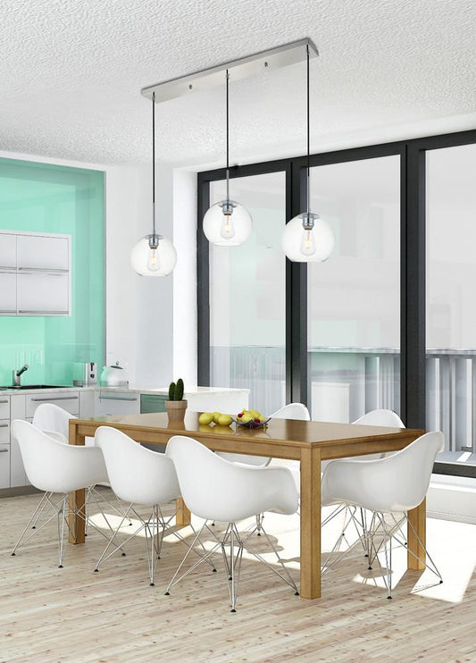 Elegant Furniture & Lighting - Baxter 3 Lights Chrome Pendant With Clear Glass - LD2236C veiw 2