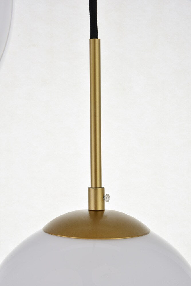 Elegant Furniture & Lighting - Baxter 3 Lights Brass Pendant With Frosted White Glass - LD2209BR veiw 6