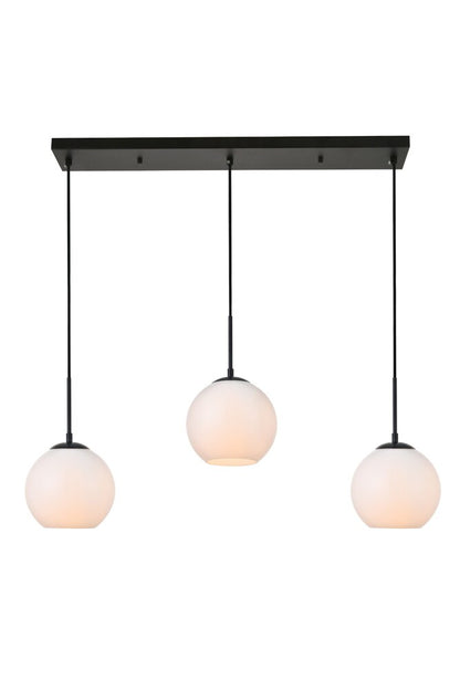 Elegant Furniture & Lighting - Baxter 3 Lights Black Pendant With Frosted White Glass - LD2237BK veiw 1