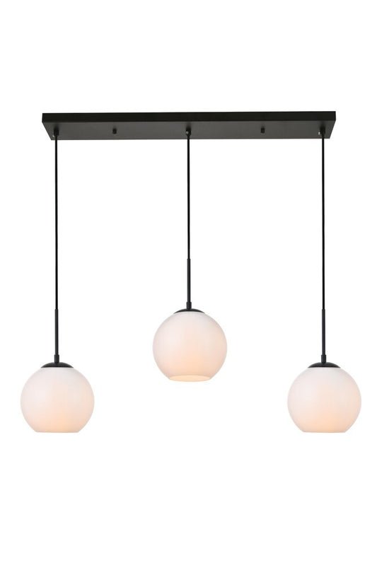 Elegant Furniture & Lighting - Baxter 3 Lights Black Pendant With Frosted White Glass - LD2237BK veiw 1