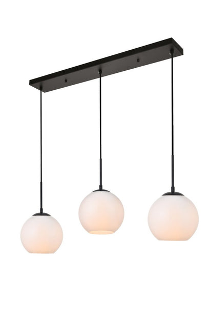 Elegant Furniture & Lighting - Baxter 3 Lights Black Pendant With Frosted White Glass - LD2237BK veiw 3