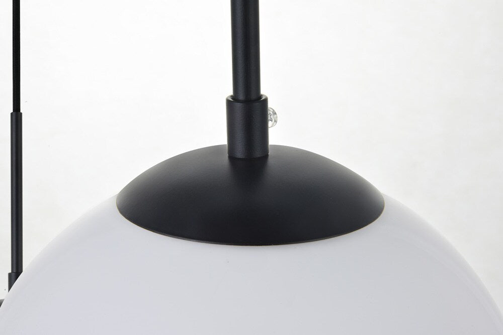 Elegant Furniture & Lighting - Baxter 3 Lights Black Pendant With Frosted White Glass - LD2237BK veiw 6