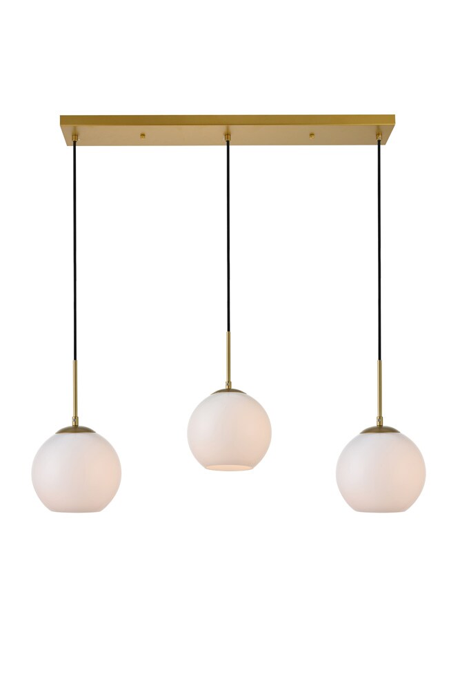 Elegant Furniture & Lighting - Baxter 3 Lights Brass Pendant With Frosted White Glass - LD2237BR veiw 1